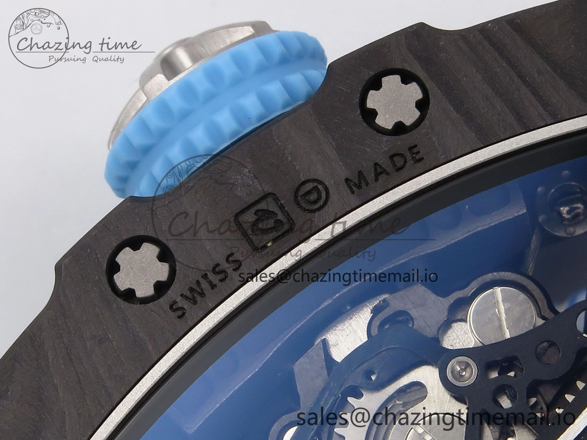 Elegant RM053-01 Real Forge Carbon JBF Best Edition Skeleton Dial on Black Rubber Strap Asian Movement 9256