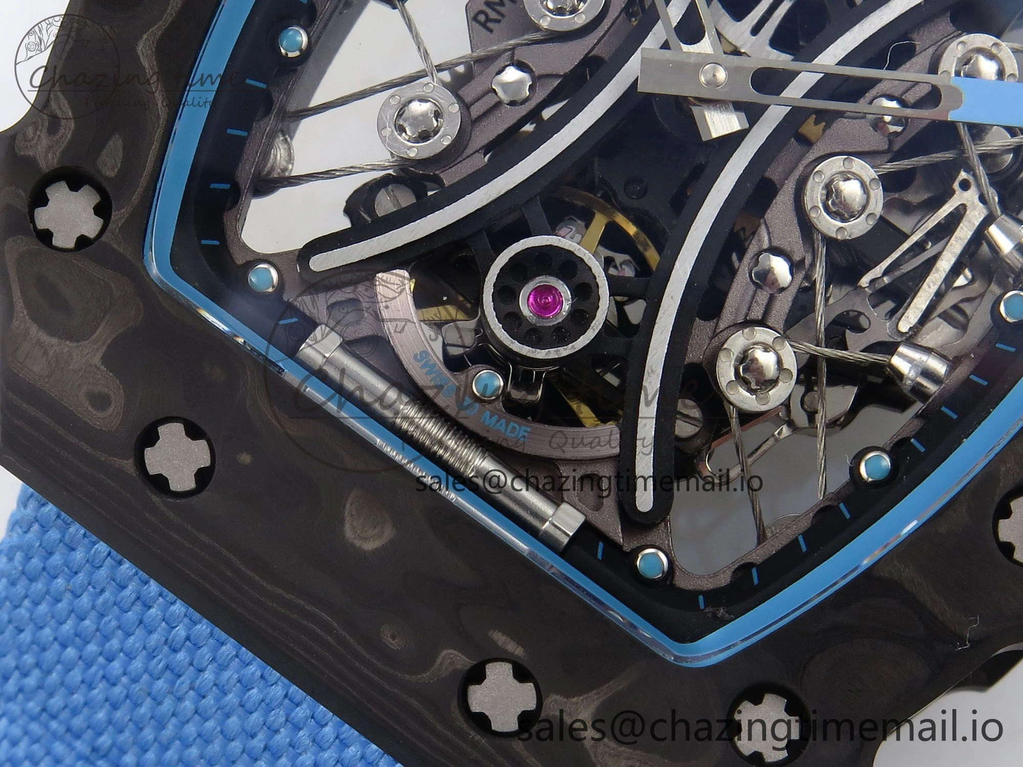 Minimalist RM053-01 Real Forge Carbon JBF Best Edition Skeleton Dial on Blue Nylon Strap Asian Movement 9259