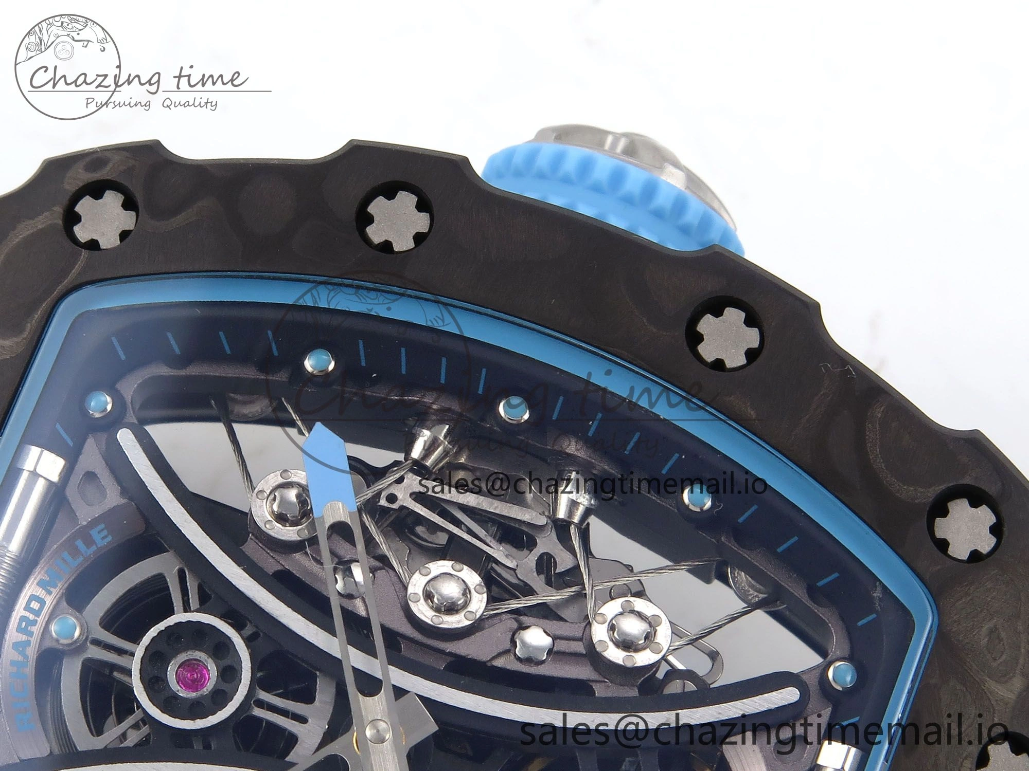 Minimalist RM053-01 Real Forge Carbon JBF Best Edition Skeleton Dial on Blue Nylon Strap Asian Movement 9259