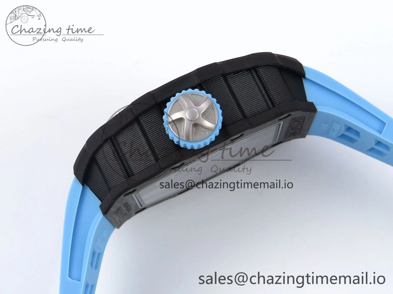 RM053-01 Real Forge Carbon JBF Best Edition Skeleton Dial on Blue Rubber Strap Asian Movement Seasonal 9263