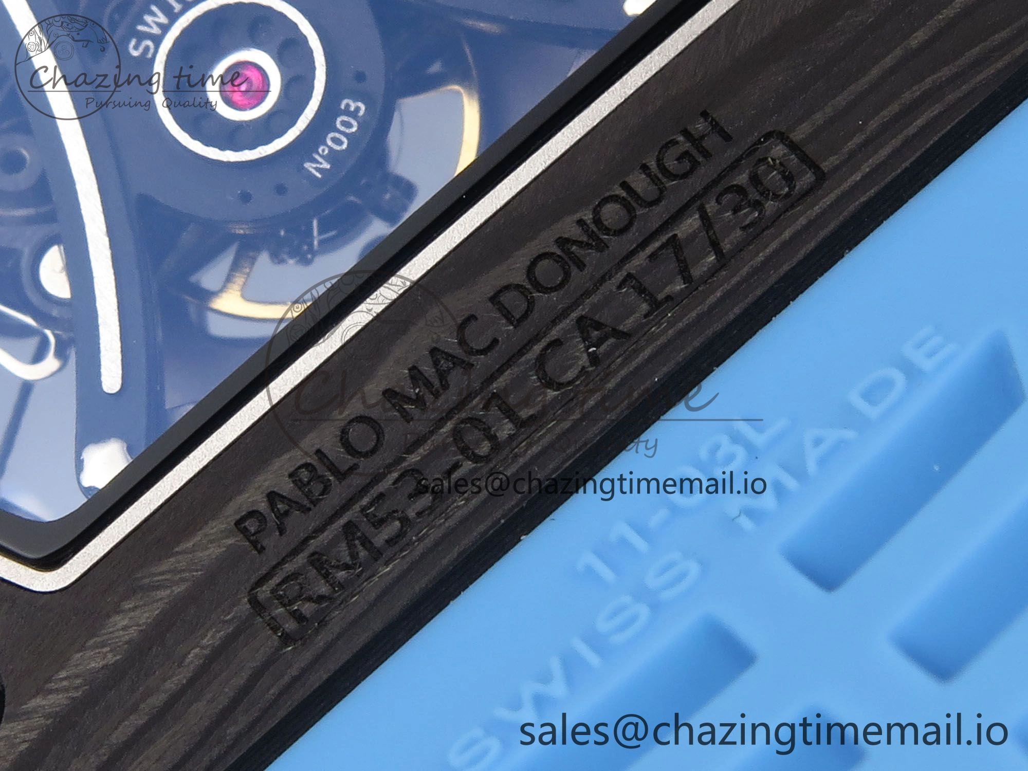 RM053-01 Real Forge Carbon JBF Best Edition Skeleton Dial on Blue Rubber Strap Asian Movement Seasonal 9263