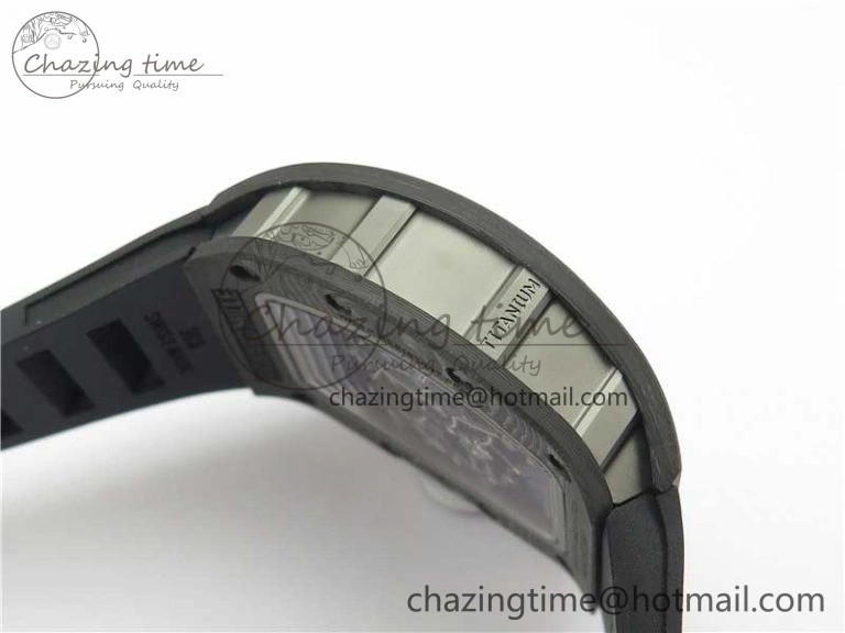 OnTrend RM055-02 Real NTPT ZF 1:1 Best Edition Skeleton White Dial on Black Rubber Strap NH05A V 9391
