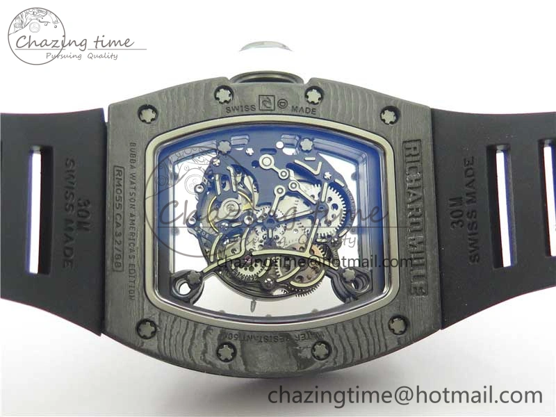 OnTrend RM055-02 Real NTPT ZF 1:1 Best Edition Skeleton White Dial on Black Rubber Strap NH05A V 9391
