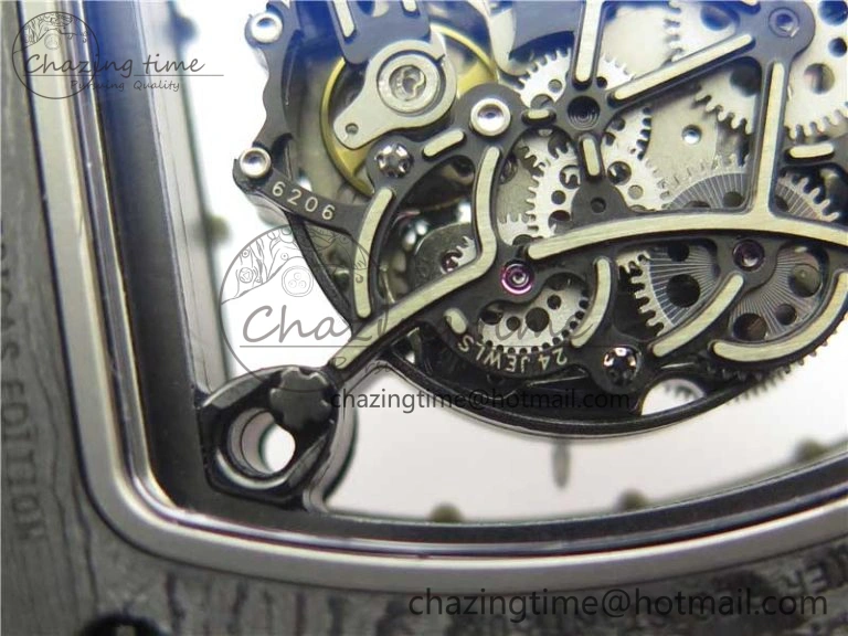 OnTrend RM055-02 Real NTPT ZF 1:1 Best Edition Skeleton White Dial on Black Rubber Strap NH05A V 9391