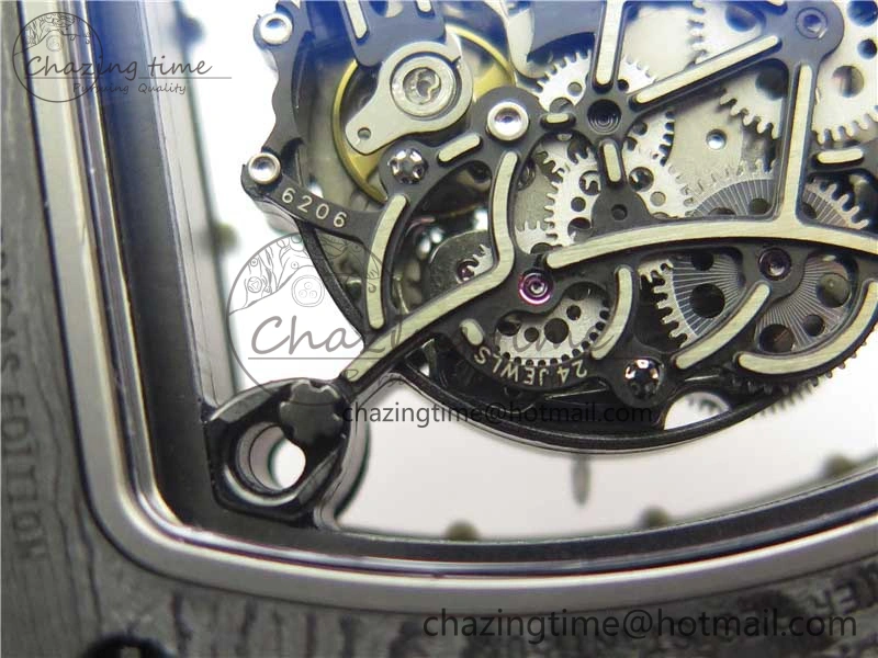 OnTrend RM055-02 Real NTPT ZF 1:1 Best Edition Skeleton White Dial on Black Rubber Strap NH05A V 9391