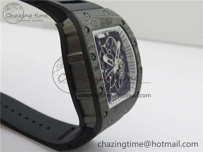 OnTrend RM055-02 Real NTPT ZF 1:1 Best Edition Skeleton White Dial on Black Rubber Strap NH05A V 9391