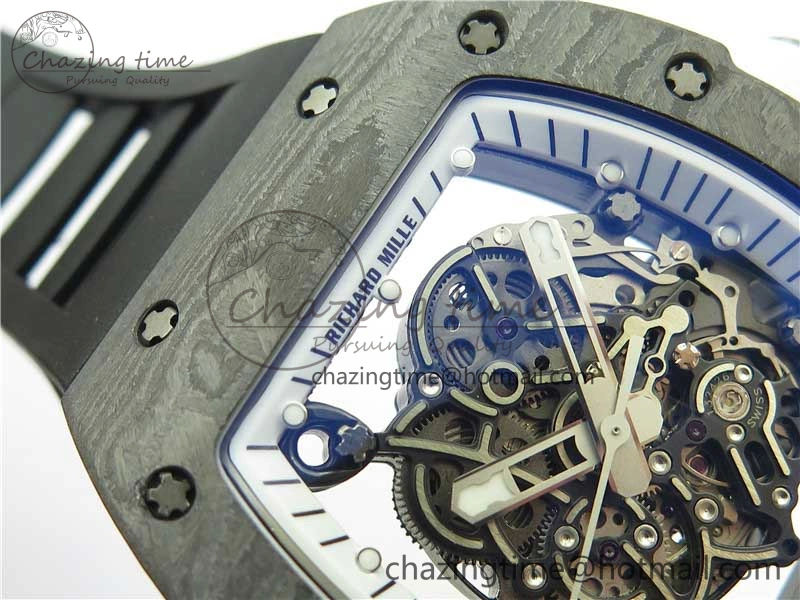 OnTrend RM055-02 Real NTPT ZF 1:1 Best Edition Skeleton White Dial on Black Rubber Strap NH05A V 9391