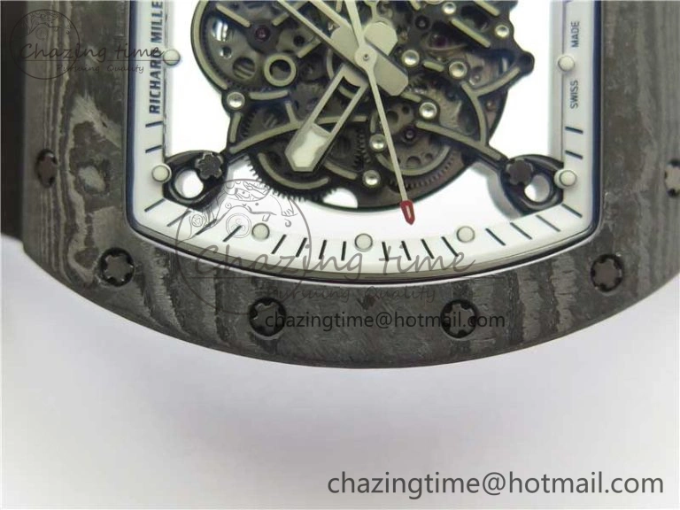 OnTrend RM055-02 Real NTPT ZF 1:1 Best Edition Skeleton White Dial on Black Rubber Strap NH05A V 9391