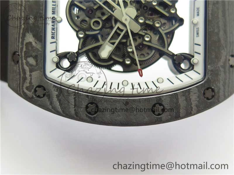 OnTrend RM055-02 Real NTPT ZF 1:1 Best Edition Skeleton White Dial on Black Rubber Strap NH05A V 9391