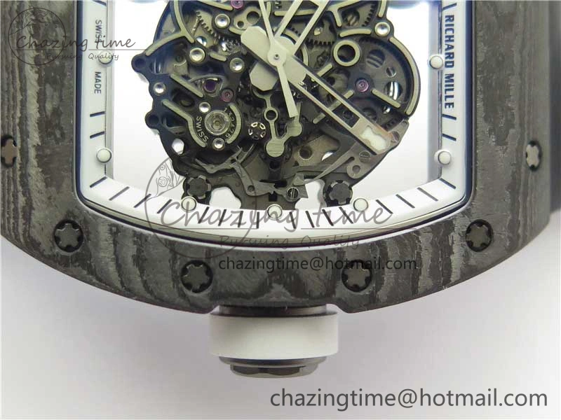OnTrend RM055-02 Real NTPT ZF 1:1 Best Edition Skeleton White Dial on Black Rubber Strap NH05A V 9391