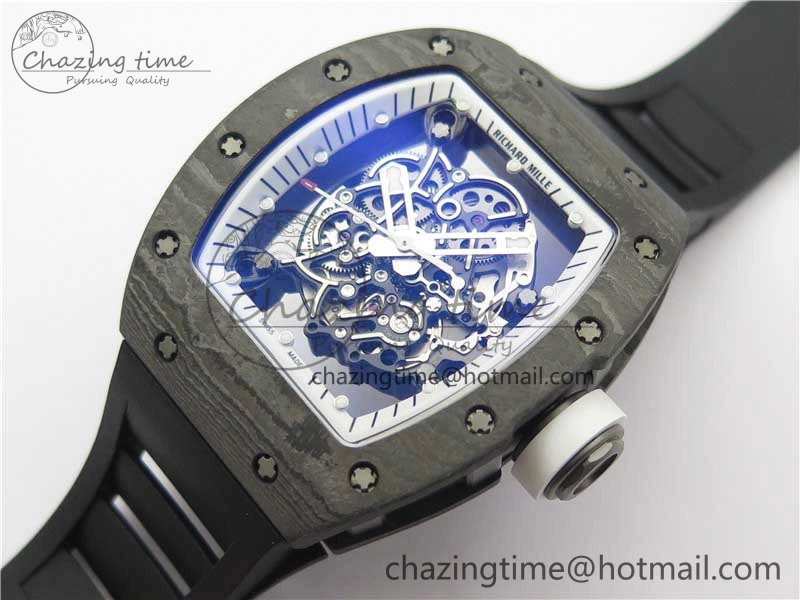 OnTrend RM055-02 Real NTPT ZF 1:1 Best Edition Skeleton White Dial on Black Rubber Strap NH05A V 9391
