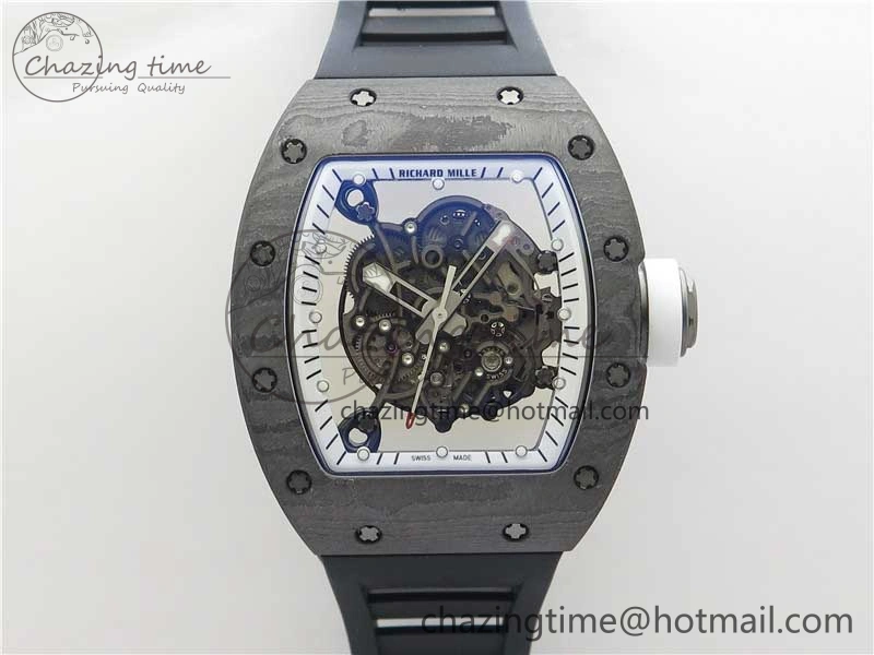 OnTrend RM055-02 Real NTPT ZF 1:1 Best Edition Skeleton White Dial on Black Rubber Strap NH05A V 9391