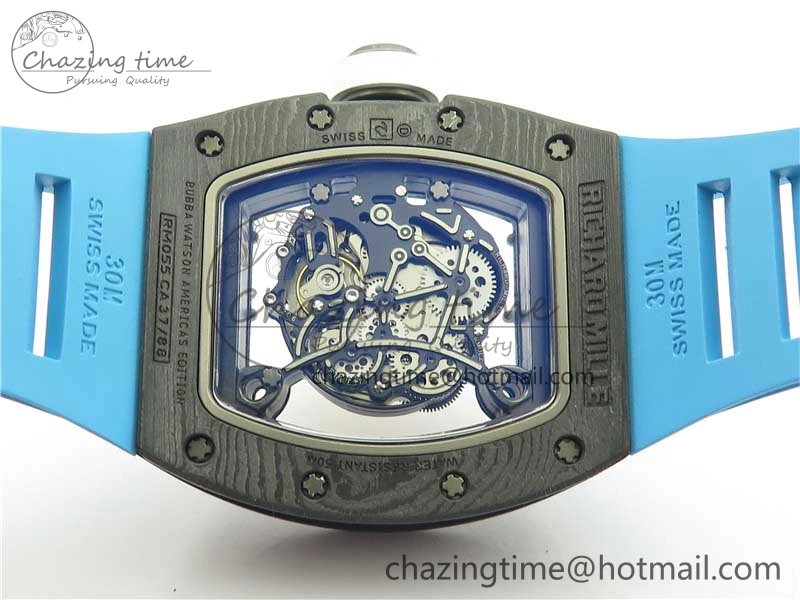 TechFriendly RM055-02 Real NTPT ZF 1:1 Best Edition Skeleton White Dial on Blue Rubber Strap NH05A V 9392