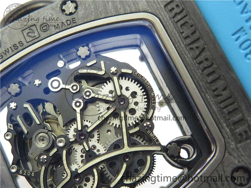 TechFriendly RM055-02 Real NTPT ZF 1:1 Best Edition Skeleton White Dial on Blue Rubber Strap NH05A V 9392