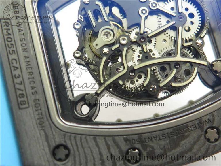 TechFriendly RM055-02 Real NTPT ZF 1:1 Best Edition Skeleton White Dial on Blue Rubber Strap NH05A V 9392