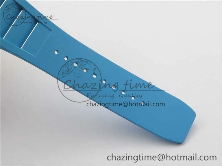 TechFriendly RM055-02 Real NTPT ZF 1:1 Best Edition Skeleton White Dial on Blue Rubber Strap NH05A V 9392