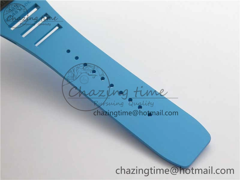TechFriendly RM055-02 Real NTPT ZF 1:1 Best Edition Skeleton White Dial on Blue Rubber Strap NH05A V 9392