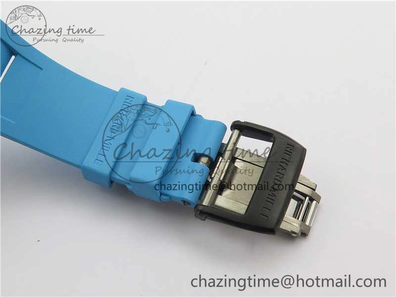 TechFriendly RM055-02 Real NTPT ZF 1:1 Best Edition Skeleton White Dial on Blue Rubber Strap NH05A V 9392