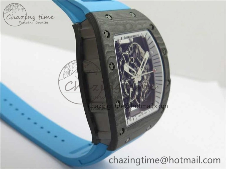 TechFriendly RM055-02 Real NTPT ZF 1:1 Best Edition Skeleton White Dial on Blue Rubber Strap NH05A V 9392
