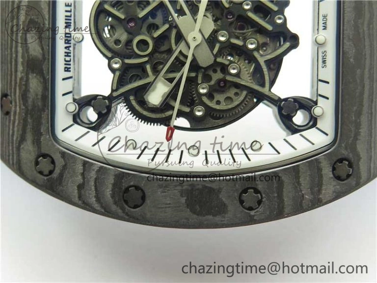 TechFriendly RM055-02 Real NTPT ZF 1:1 Best Edition Skeleton White Dial on Blue Rubber Strap NH05A V 9392