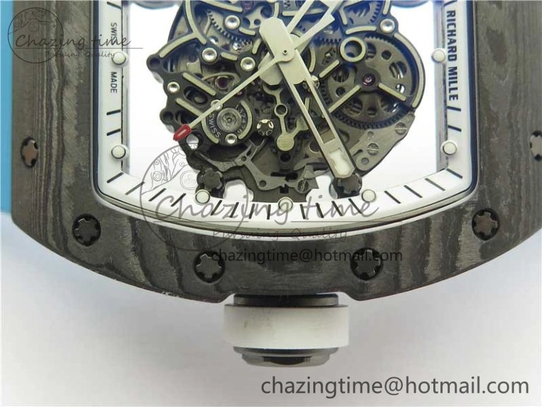 TechFriendly RM055-02 Real NTPT ZF 1:1 Best Edition Skeleton White Dial on Blue Rubber Strap NH05A V 9392