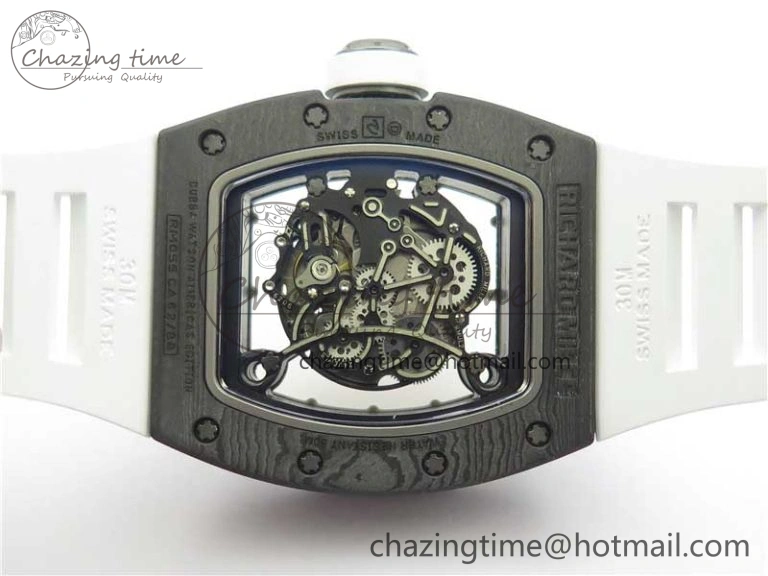 Bold RM055-02 Real NTPT ZF 1:1 Best Edition Skeleton White Dial on White Rubber Strap NH05A V 9393