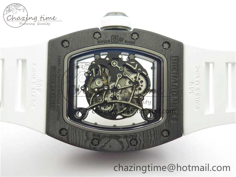 Bold RM055-02 Real NTPT ZF 1:1 Best Edition Skeleton White Dial on White Rubber Strap NH05A V 9393