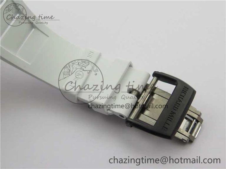 Bold RM055-02 Real NTPT ZF 1:1 Best Edition Skeleton White Dial on White Rubber Strap NH05A V 9393