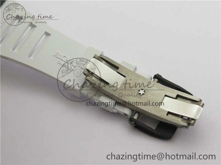 Bold RM055-02 Real NTPT ZF 1:1 Best Edition Skeleton White Dial on White Rubber Strap NH05A V 9393
