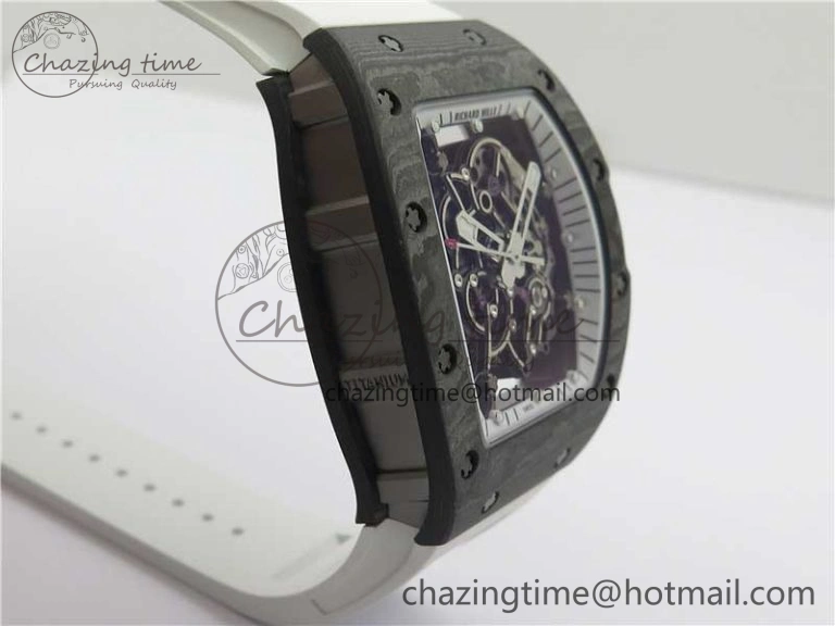 Bold RM055-02 Real NTPT ZF 1:1 Best Edition Skeleton White Dial on White Rubber Strap NH05A V 9393