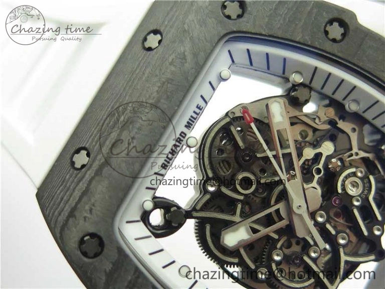 Bold RM055-02 Real NTPT ZF 1:1 Best Edition Skeleton White Dial on White Rubber Strap NH05A V 9393