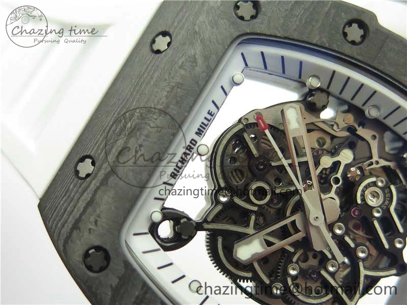 Bold RM055-02 Real NTPT ZF 1:1 Best Edition Skeleton White Dial on White Rubber Strap NH05A V 9393