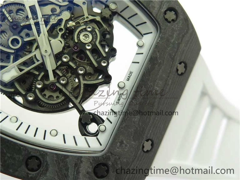 Bold RM055-02 Real NTPT ZF 1:1 Best Edition Skeleton White Dial on White Rubber Strap NH05A V 9393