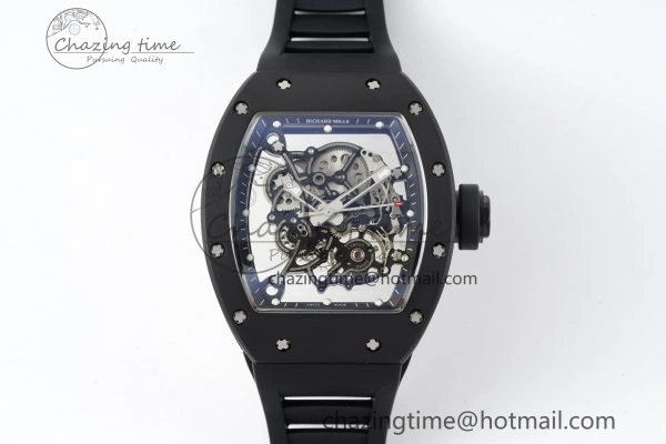 RM055 Black Ceramic BBR Best Edition Skeleton Dial on Black Rubber Strap Clone RMUL Efficient 9377
