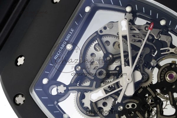 RM055 Black Ceramic BBR Best Edition Skeleton Dial on Black Rubber Strap Clone RMUL Efficient 9377