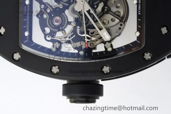 RM055 Black Ceramic BBR Best Edition Skeleton Dial on Black Rubber Strap Clone RMUL Efficient 9377