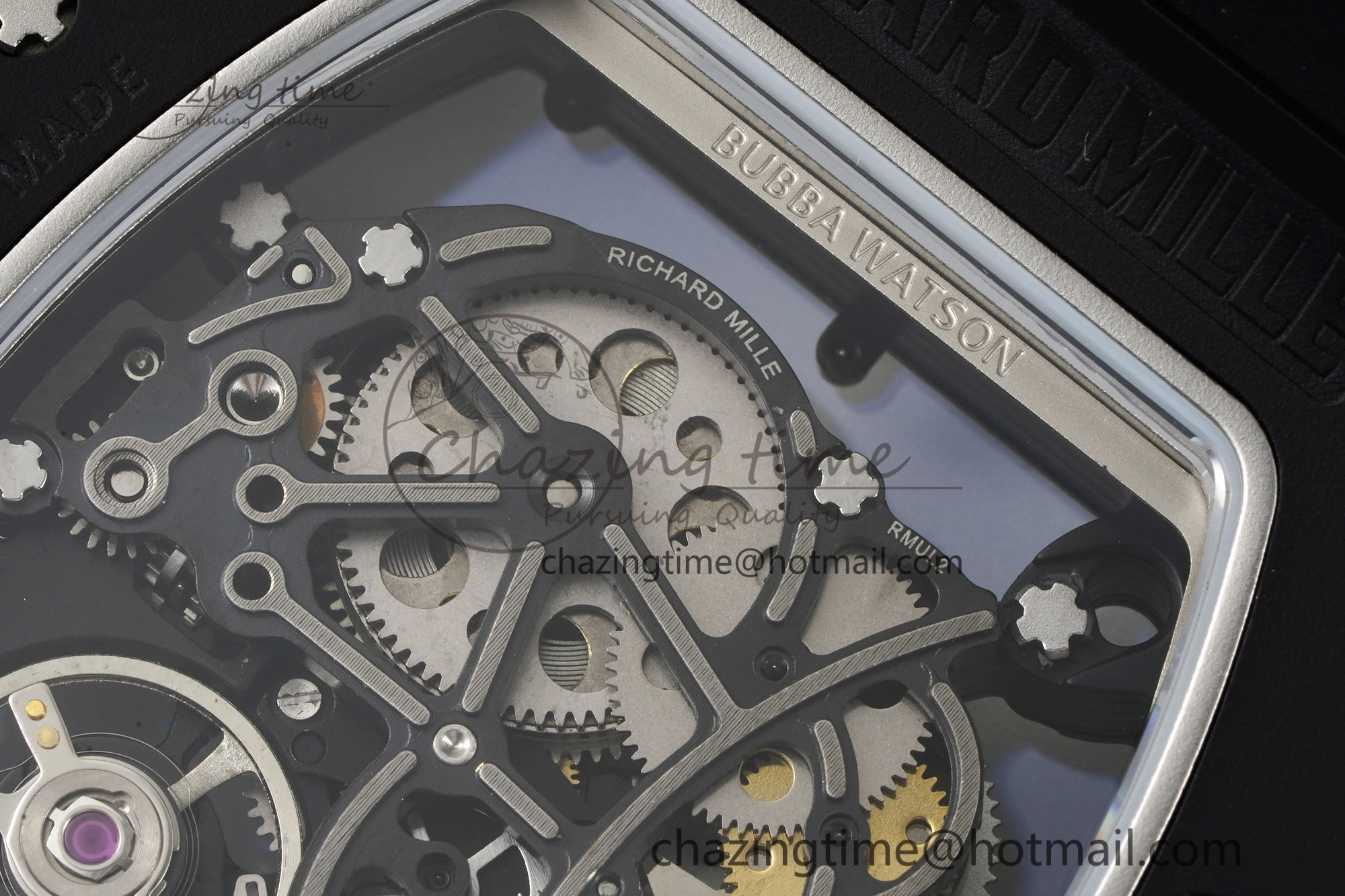 RM055 Black Ceramic BBR Best Edition Skeleton Dial on Black Rubber Strap Clone RMUL Efficient 9377