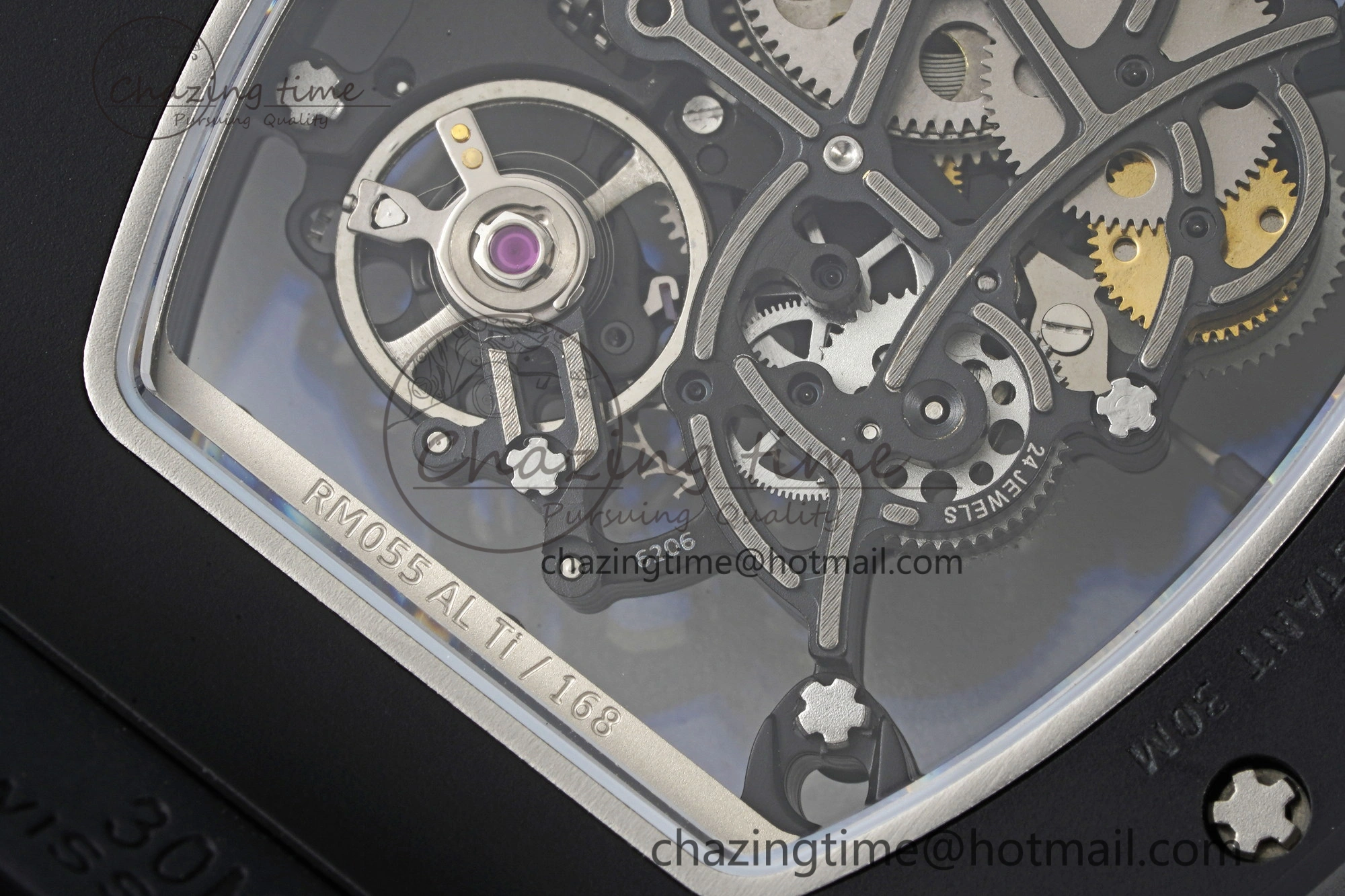 RM055 Black Ceramic BBR Best Edition Skeleton Dial on Black Rubber Strap Clone RMUL Efficient 9377