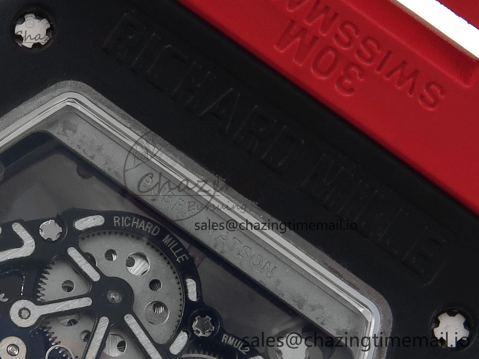 RM055 Black Ceramic RMF Best Edition Red Skeleton Dial On Red Rubber Strap RMUL2 Super Clone Durable 9217