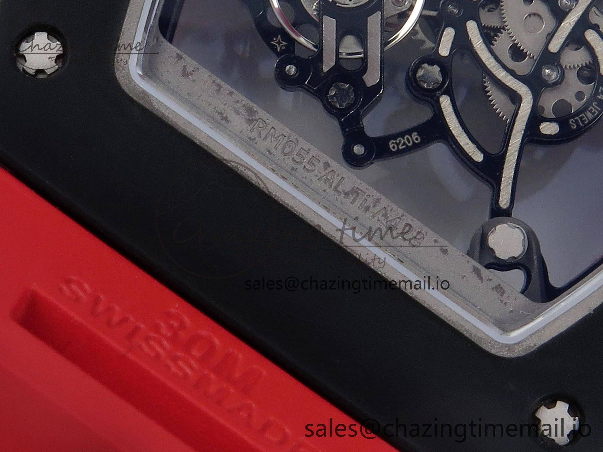 RM055 Black Ceramic RMF Best Edition Red Skeleton Dial On Red Rubber Strap RMUL2 Super Clone Durable 9217