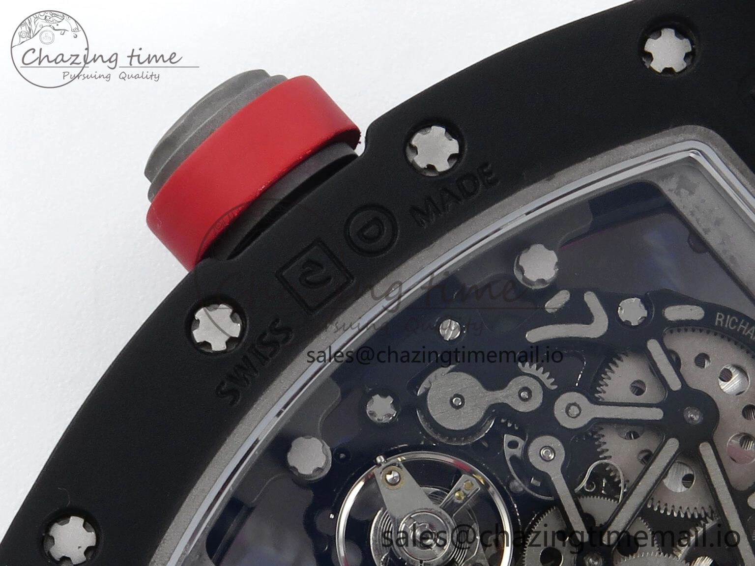 RM055 Black Ceramic RMF Best Edition Red Skeleton Dial On Red Rubber Strap RMUL2 Super Clone Durable 9217