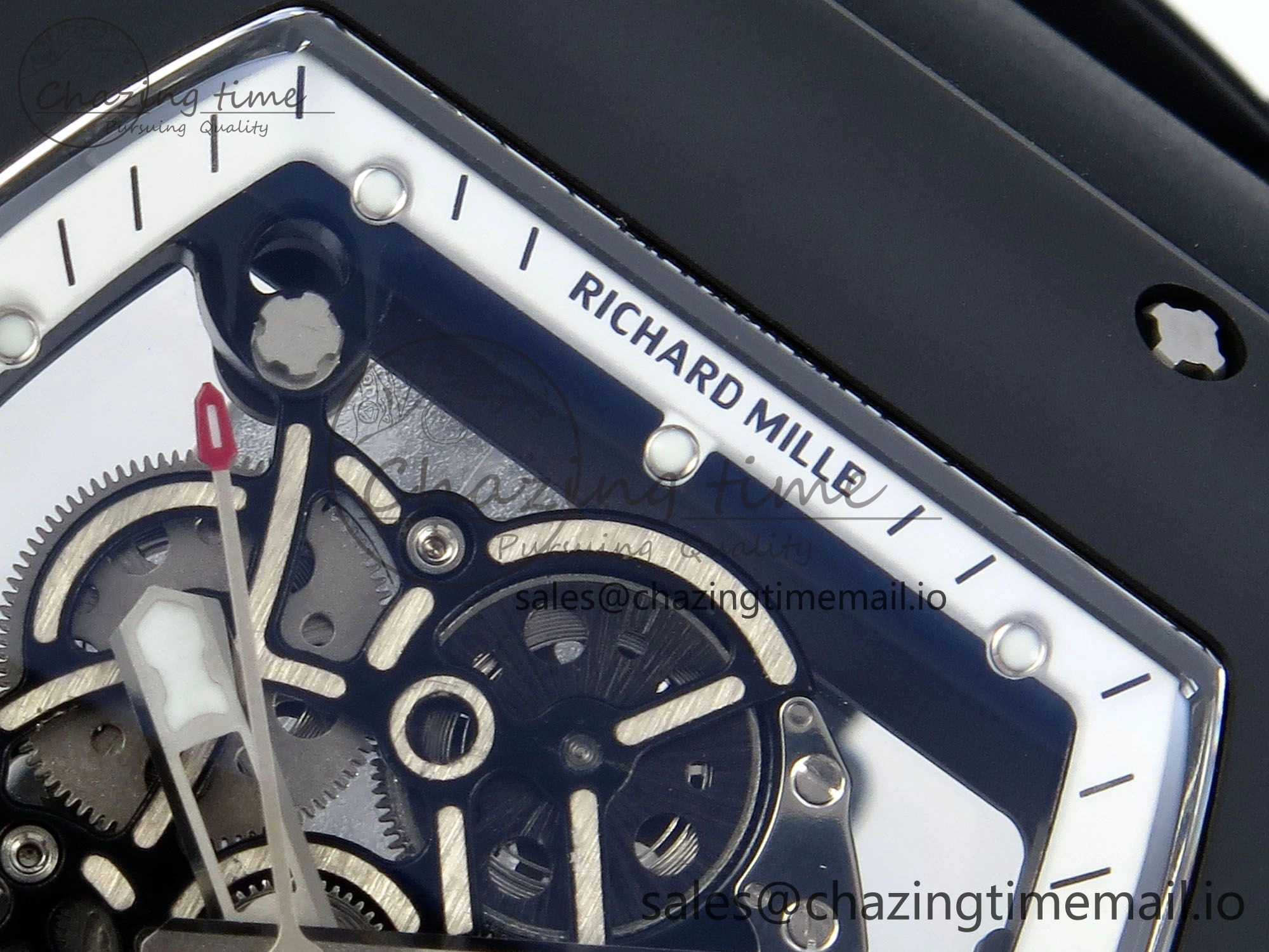 OdorResistant RM055 Black Ceramic RMF Best Edition White Skeleton Dial On Black Rubber Strap RMUL2 Super Clone 9218