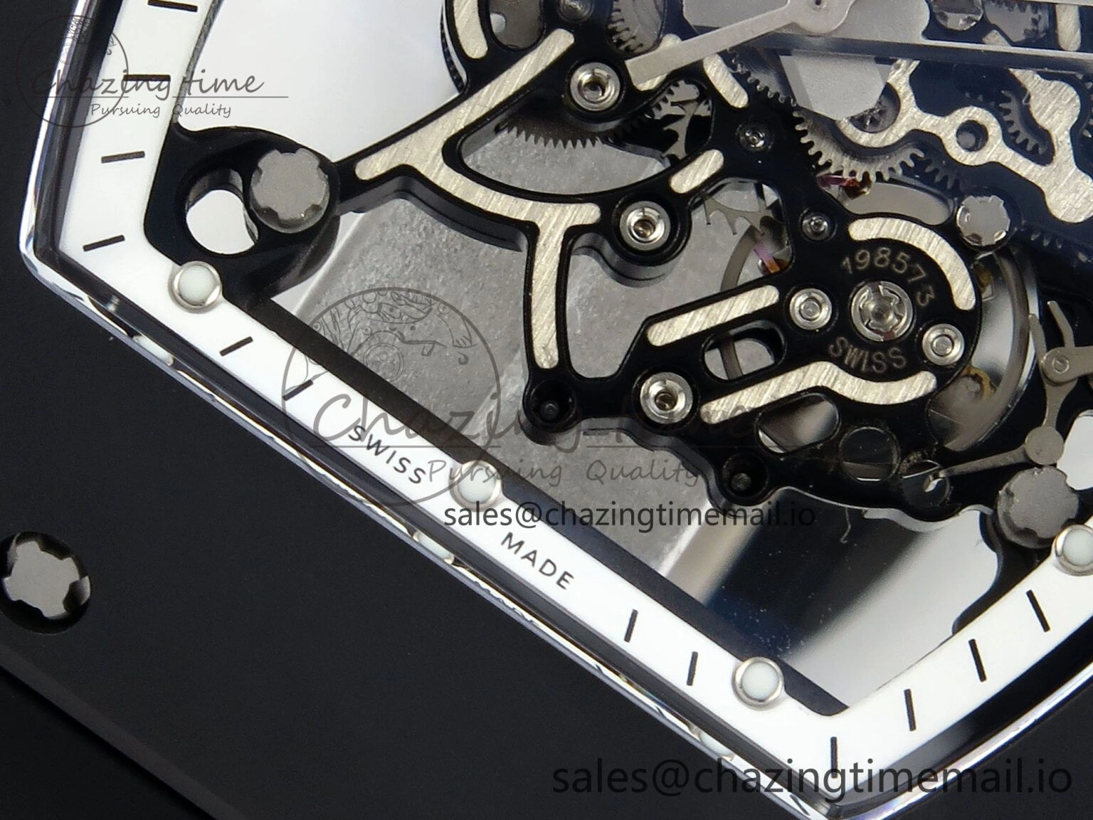 OdorResistant RM055 Black Ceramic RMF Best Edition White Skeleton Dial On Black Rubber Strap RMUL2 Super Clone 9218
