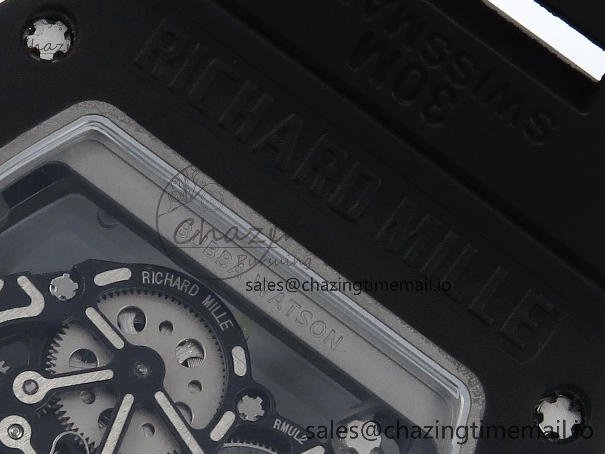 OdorResistant RM055 Black Ceramic RMF Best Edition White Skeleton Dial On Black Rubber Strap RMUL2 Super Clone 9218