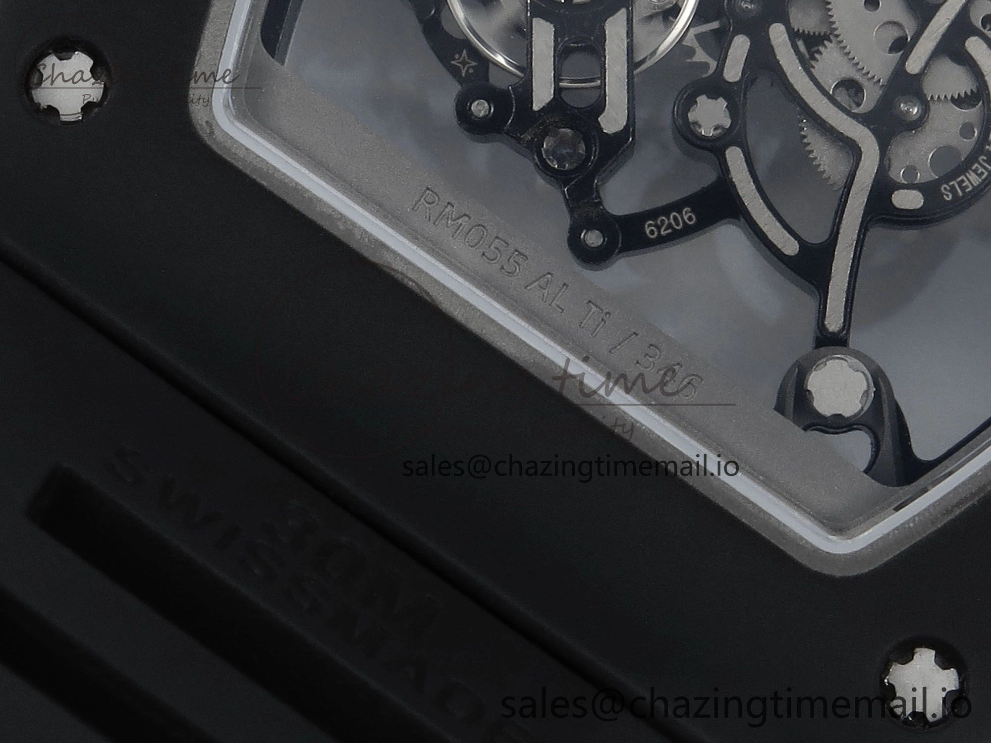 OdorResistant RM055 Black Ceramic RMF Best Edition White Skeleton Dial On Black Rubber Strap RMUL2 Super Clone 9218