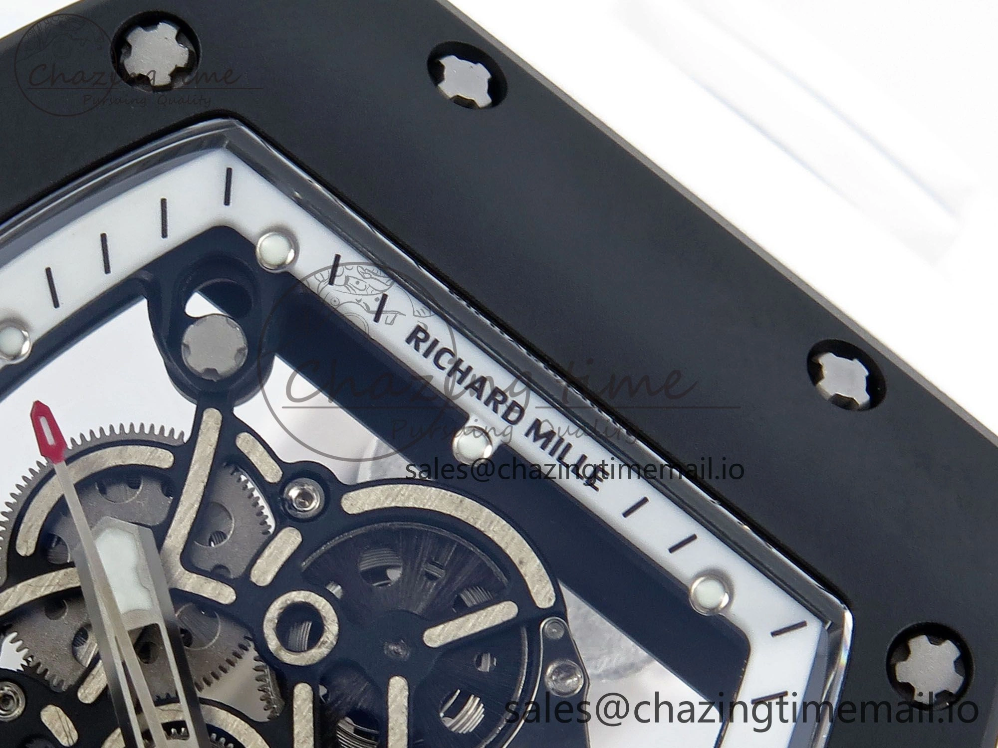 RM055 Black Ceramic RMF Best Edition White Skeleton Dial On White Rubber Strap RMUL2 Super Clone StreetReady 9219