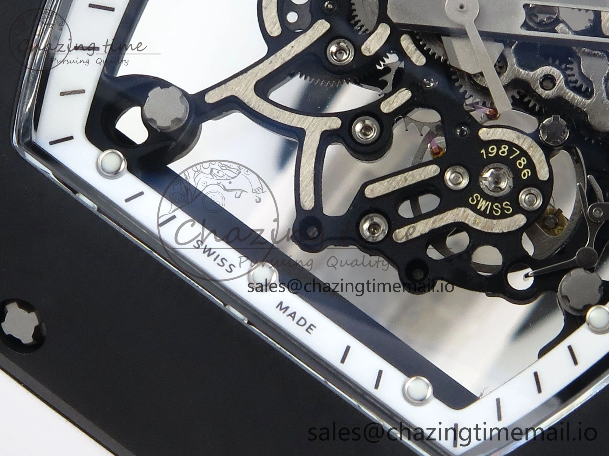 RM055 Black Ceramic RMF Best Edition White Skeleton Dial On White Rubber Strap RMUL2 Super Clone StreetReady 9219