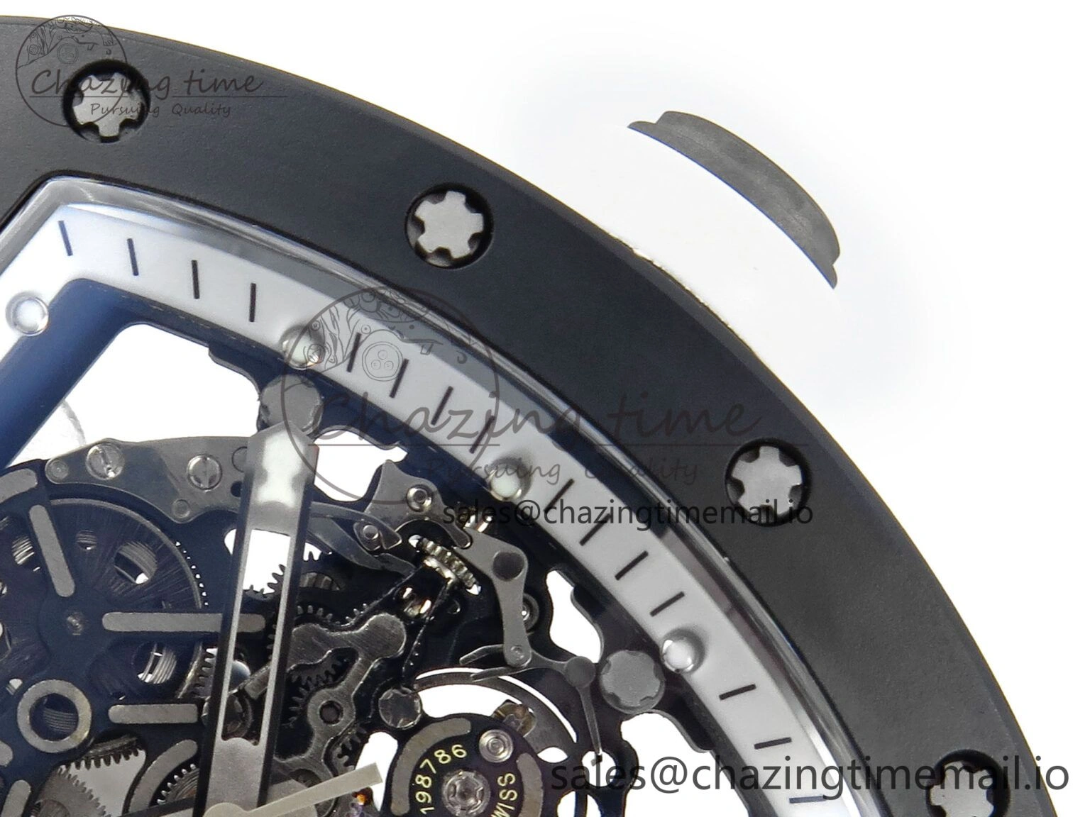 RM055 Black Ceramic RMF Best Edition White Skeleton Dial On White Rubber Strap RMUL2 Super Clone StreetReady 9219