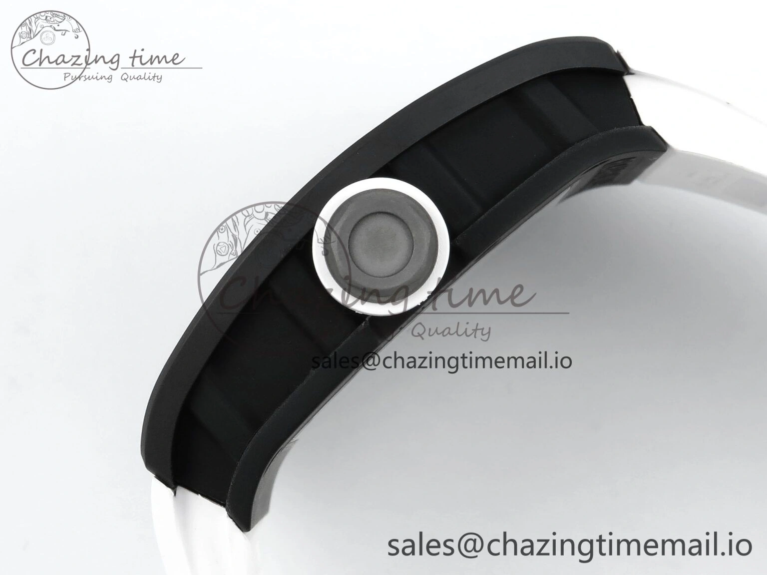 RM055 Black Ceramic RMF Best Edition White Skeleton Dial On White Rubber Strap RMUL2 Super Clone StreetReady 9219