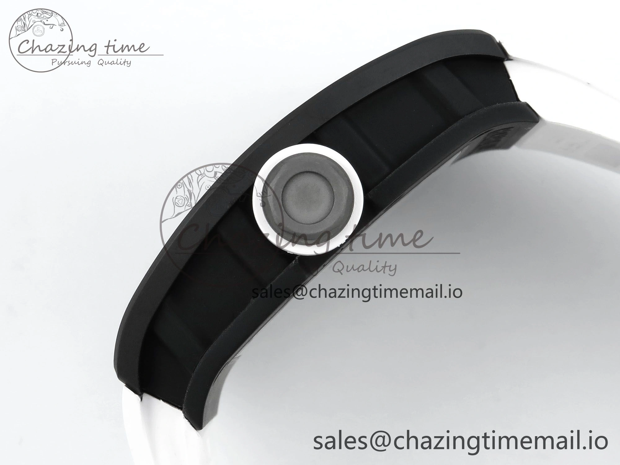 RM055 Black Ceramic RMF Best Edition White Skeleton Dial On White Rubber Strap RMUL2 Super Clone StreetReady 9219